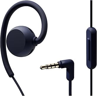 nwm Wired On-Ear Speakers (Open Ear Earphones) Prevents Sound Leakage with PSZ Technology Including Microphone Designed by NTT Sonority in Japan | Navy Blue