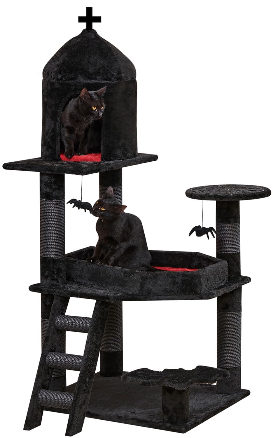 Sponsored Ad – 140cm Gothic Cat Tree - Multi-Level Cat Tower with Condo, Scratching Posts, Spider Toys,fit Large Cats, Black Halloween