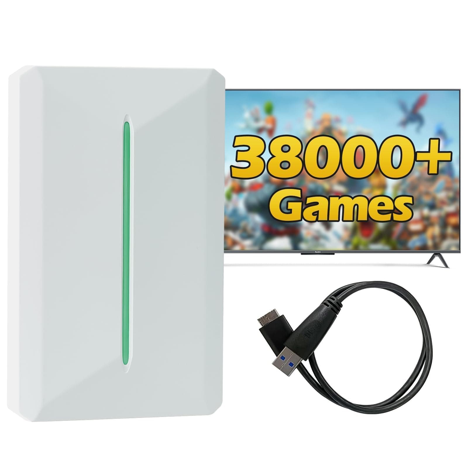 Retro Game Console HDD with Retrobat/Playnite Game Systems, 38251 Plug and Play Video Games, 42 AAA PC Games, Emulator Console Drive Compatible with Win 8.1/10/11, 5400RPM, 128M Cache, 6G/s