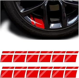 Mandark 12PCS Car Wheel Rims Decal Stripes, Reflective Vehicle Tire Rim Stickers for 18-21 Inch Wheels, Safety Auto Exterior Hash Stripe Sticker Decoration, Universal for SUV, Truck, RV (Red)