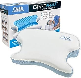 Contour CPAPMax Cooling Gel - CPAP Pillow for Side, Back and Stomach Sleepers with Adjustable Memory Foam - Pillow for CPAP Users, Sleeping with Mask