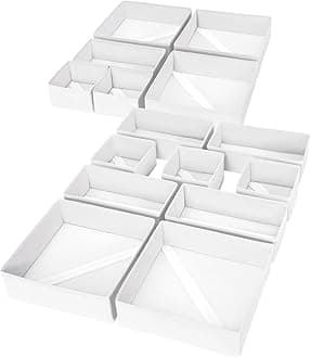 DIMJ Drawer Organizer Clothes, 15 Pack Fabric Drawer Organizer Bins, Foldable Baby Clothes Organizer & Dresser Organizer For Nursery, Clothes, Bedroom, Closet, Socks, Bra, Tie,White