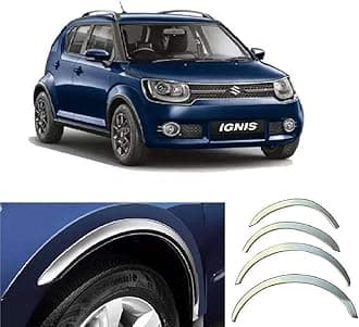 Empica Stainless Steel Wheel Arch Garnish Chrome Fender Lining Trim Moulding Strip Compatible with Maruti Suzuki Nexa Ignis (Set of 4,Silver)