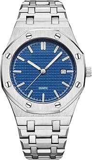 - Men's Watches, Royalty Stainless Steel Quartz Movement Date Male Clock Waterproof Luminous Hands Casual Business Wrist Watches for Men