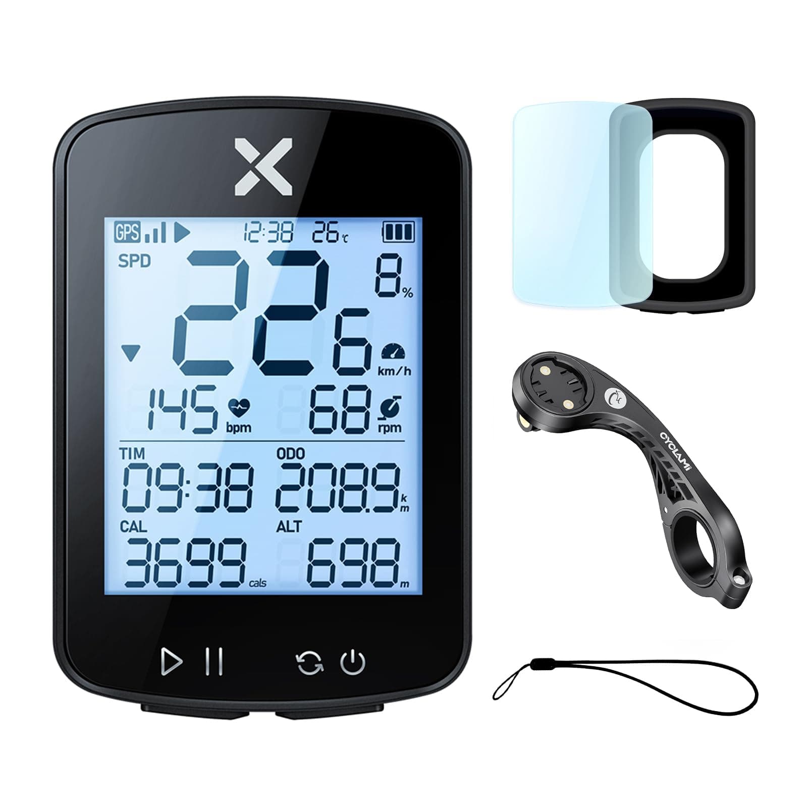 XOSS G+ Gen2 GPS Bike Computer with Mount, 2.2" Bluetooth Wireless Cycling Speedometer, Type-C Multifunctional ANT+ Bicycle Odometer with Auto Backlight and IPX7 Waterproof Bike Tracker (4 in 1)