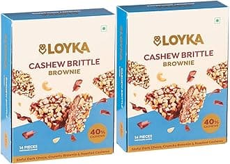 Cashew Brittle Brownie Box - 14 Pcs X 2|Premium Chocolate Gift Hamper|Choco & Nut Dryfruit Delicacy|Roasted Cashewnut (45%), Crunchy Brownie & Dark Choco|Any-Time Snack,450 Gram