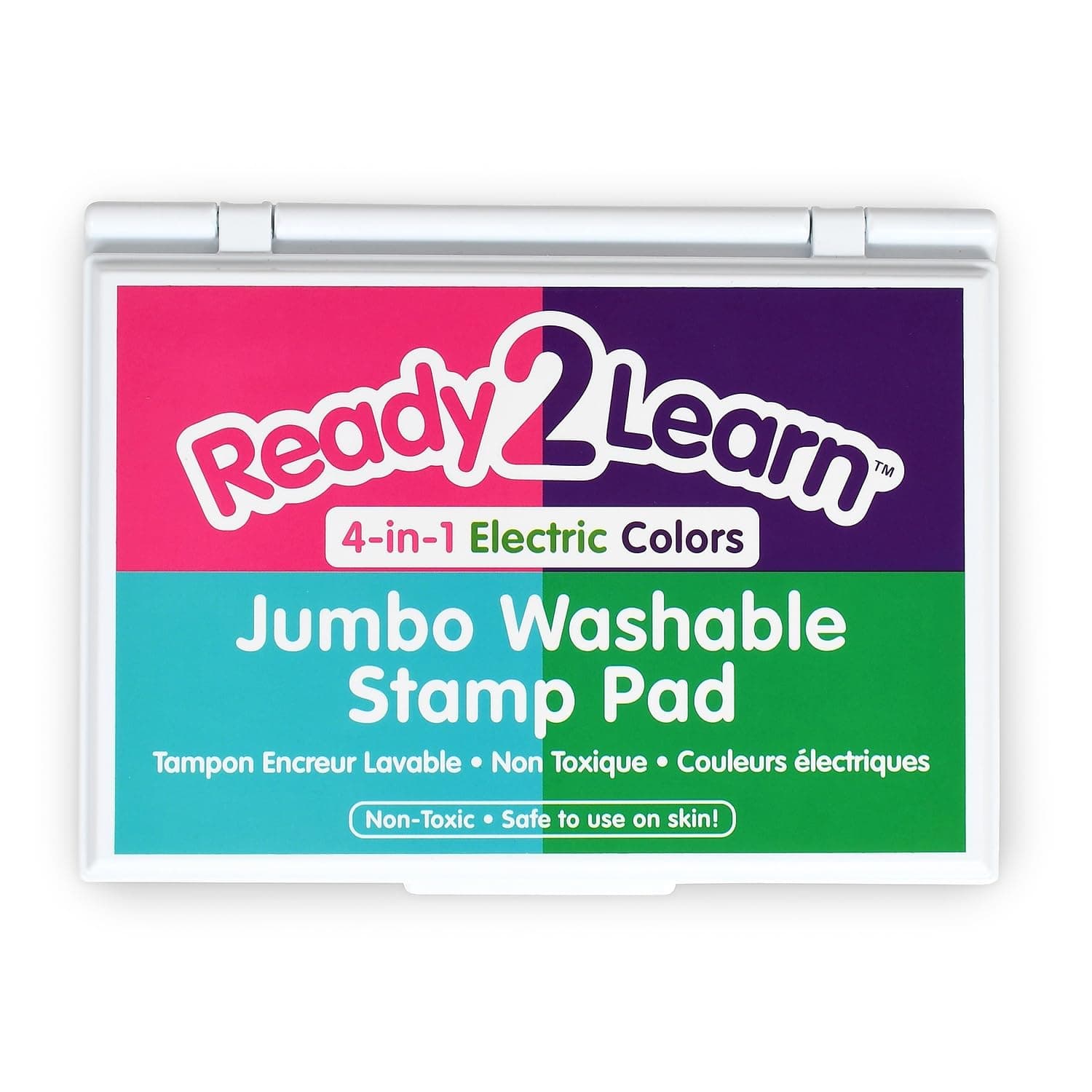 READY 2 LEARN Jumbo 4-in-1 Washable Stamp Pad - Electric - Non-Toxic - Fade Resistant - Decorate Scrapbooks, Posters and Cards