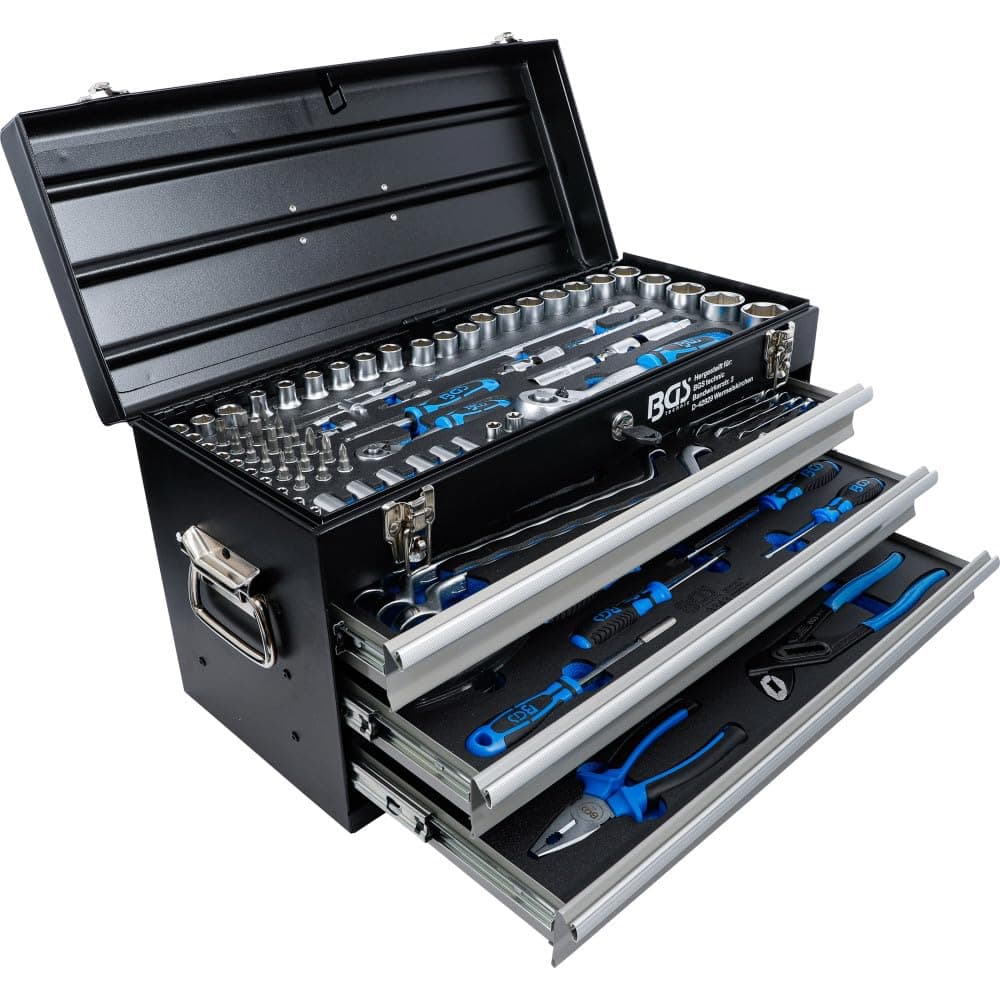 BGS 3318 | Metal Workshop Tool Case | 3 Drawers | 143 Tools Included