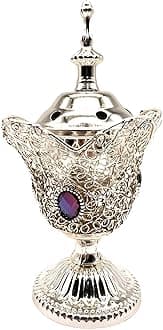 Holders (Silver-S), Decorative Incense Burner for Home,Traditional Arabic Bakhoor Holder,Luxury Metal Incense Burner for Bakhoor