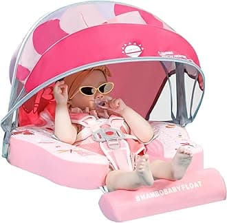 Mambobaby Float with Baby Stroller Canopy Newest Relaxing Non Inflatable Baby Float Infant Pool Float Solid Swim Float Mambo Swimming Float Smart Swim Trainer with Tail Swim Ring