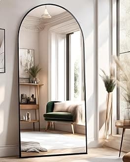 Arched Full Length Mirror, Floor Mirror with Stand, 71"x26" Large Wall Mirror Full Length, Body Floor Mirror, Wall Mounted for Bedroom, Black