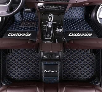 Custom All-Weather Protection Leather Car Floor Mats for Cars Sedan SUV Sports Car Waterproof Floor Mat (Black Blue)