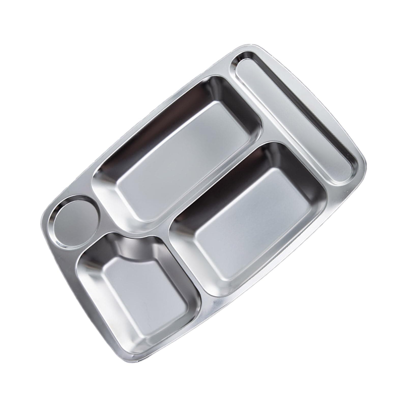 Hyclam Lightweight 304 Stainless Steel Rectangular Divided Dinner Tray Dinner Plate Suitable for Meals and Snacks