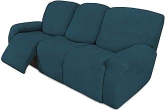 Easy-Going 8 Pieces Recliner Sofa Stretch Sofa Slipcover Sofa Cover Furniture Protector Couch Soft with Elastic Bottom Kids, Spandex Jacquard Fabric Small Checks Deep Teal