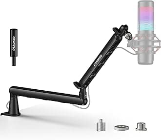 Aokeo Microphone Arm, AK-55 Desk Low Profile Adjustable Mic Boom Arm Stand,Suitable For Blue Yeti,Snowball iCE, HyperX QuadCast,SoloCast,Elgato Wave,Etc