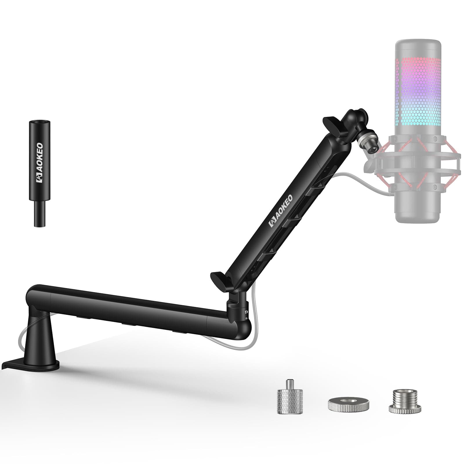 Aokeo Microphone Arm, AK-55 Desk Low Profile Adjustable Mic Boom Arm Stand,Suitable For Blue Yeti,Snowball iCE, HyperX QuadCast,SoloCast,Elgato Wave,Etc