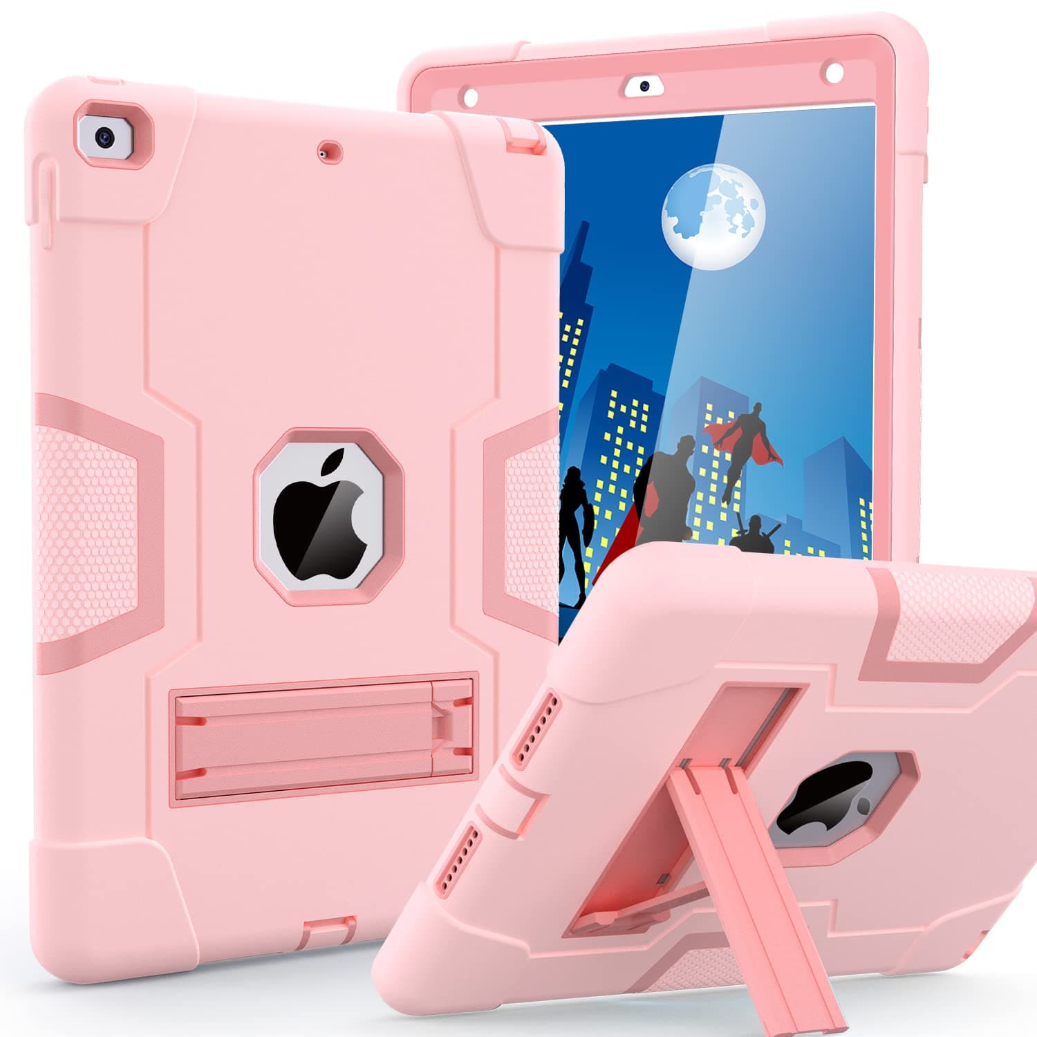 Cantis Case for ipad 9th Generation/ 8th Generation/ 7th Generation, Slim Heavy Duty Shockproof Rugged Protective Case with Built-in Stand for iPad 10.2 inch 2021/2020/2019, Rose Gold