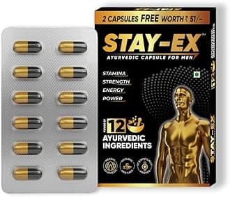 STAY-EX Ayurvedic Capsules for Men to Improve Stamina, Strength & Energy For Performance with Power of 12 Ingredients Including Shilajit Safed Muesli, Ashwagandha, Gokshura etc (Pack of 1,12N)