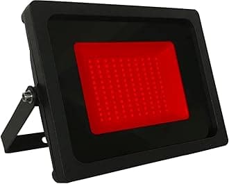 50W Red LED Slimline Floodlight, Waterproof Outdoor Light, IP65 Rated Focus Light for Medium Gardens & Commercial Effect Lighting, Energy-Efficient A+, 400W Equivalent with 120-Degree Beam Angle