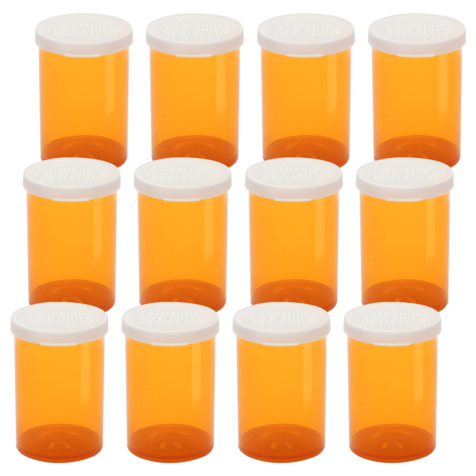 Empty Plastic Pill Bottles with Easy Open Caps (Not Child Resistant), Prescription Medication Vials, Clear Containers (20 Dram, 12pcs)