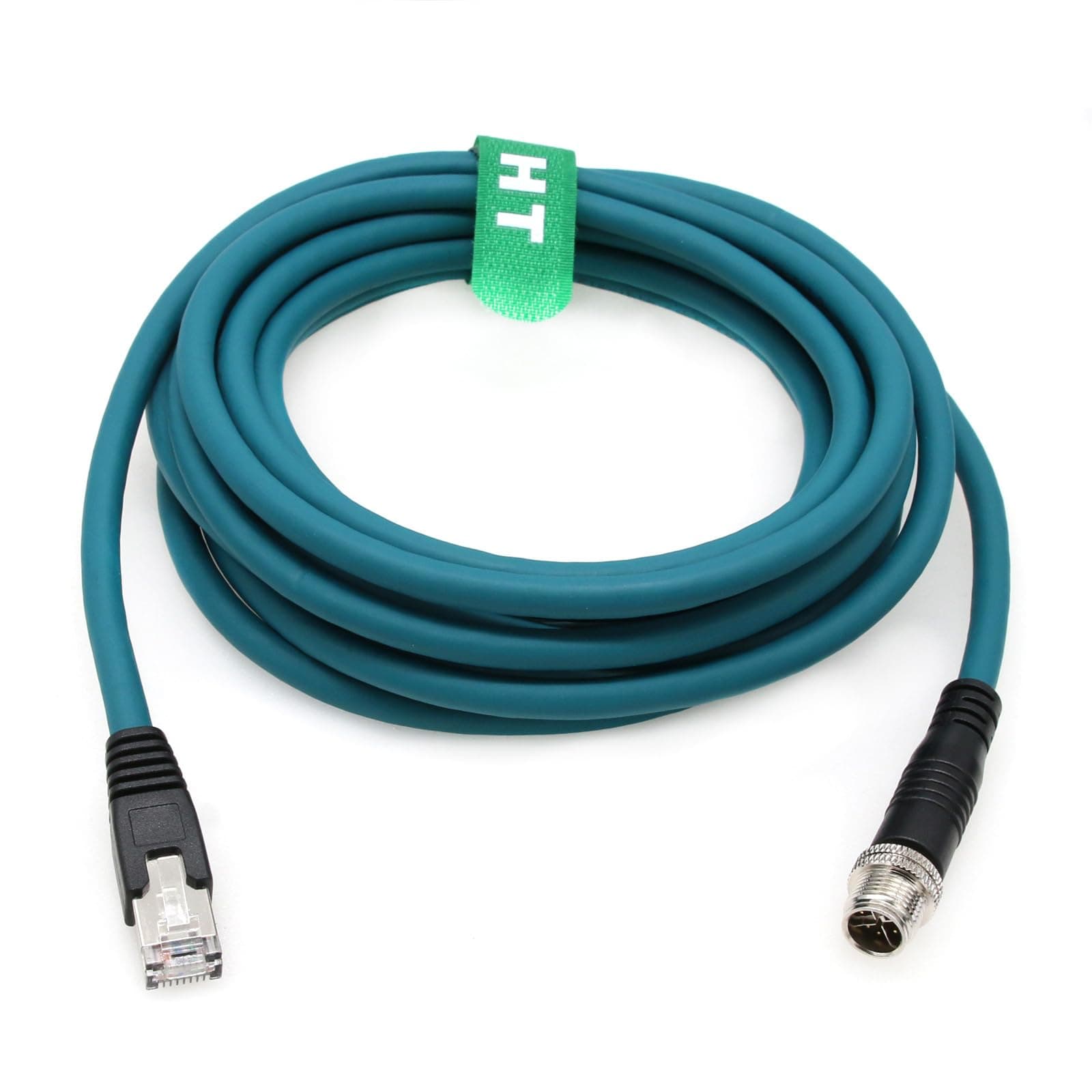 M12 Ethernet 8 Pin X-Code RJ45 CAT-7e GigE Cable for Basler Cognex Industrial Camera Sensor (1 Meter)