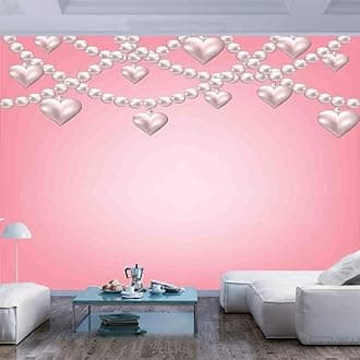 77x30 inches Wall Mural,Heart Pearl Necklace Design Vintage Style Accessory Love Celebrating Artwork Print Decorative Peel and Stick Self-Adhesive Wallpaper Removable Large Wall Sticker Wall Decor for
