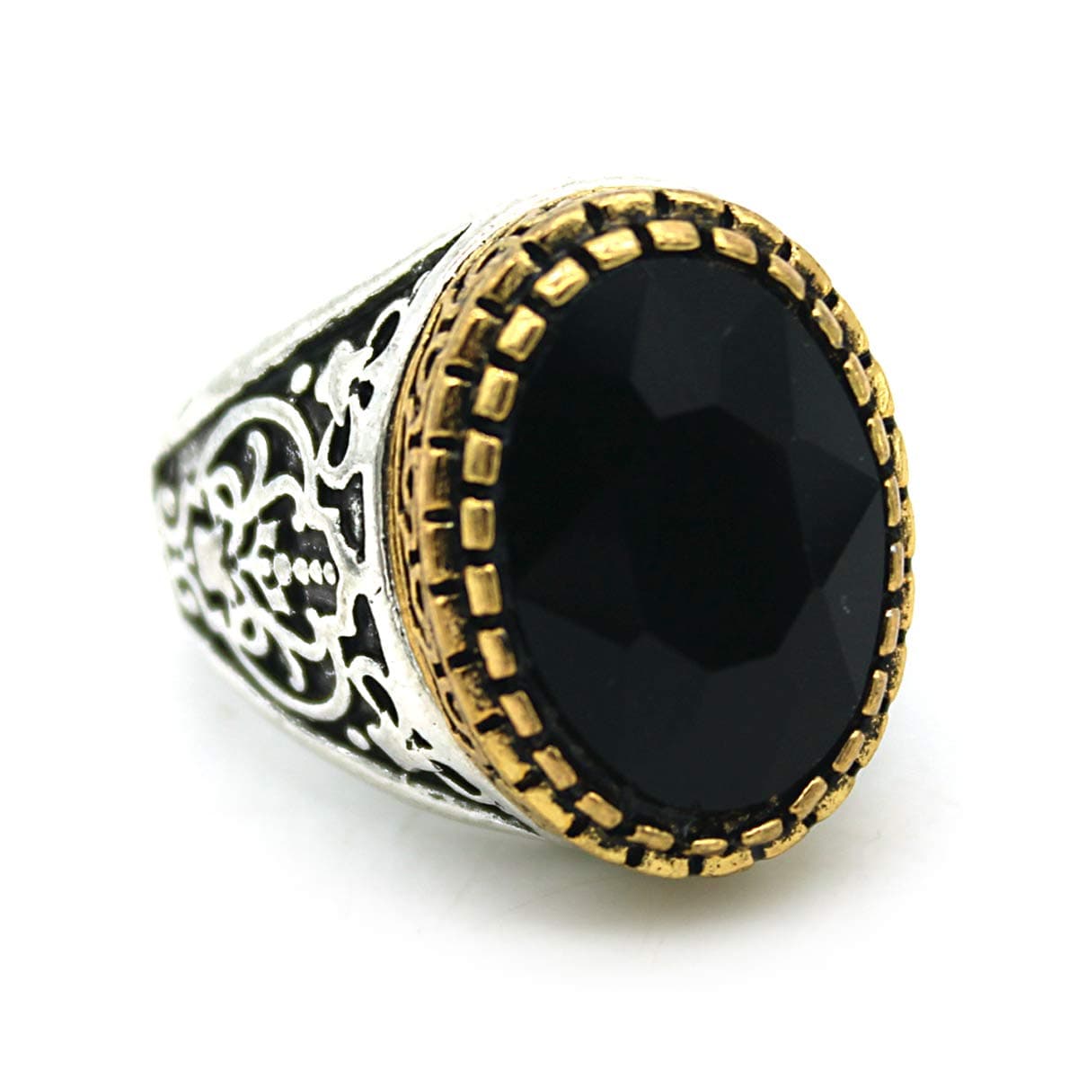Indi Creation Black Oval Crystal Statement Ring for Men Boys