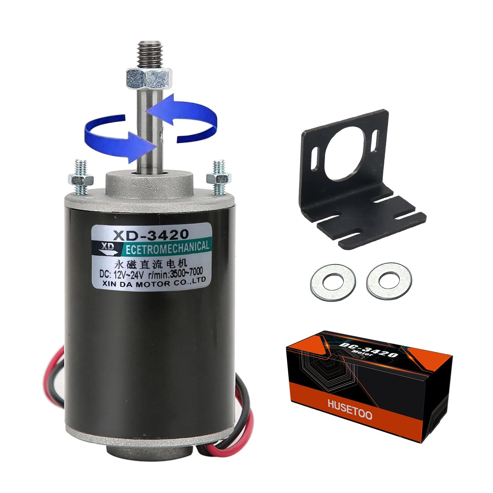 Copper High Torque DC Motor 12 V/24 V Permanent Magnet Motor Mini DC Motor DIY Generator Motor 30W CW/CCW with Moun
