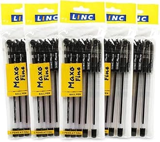 Maxo Fine Ballpoint Pen, Black Ink, Pack of 25, Click-Off Cap, Tip Size: 0.7mm