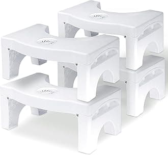 4 Pack Foldable Toilet Potty Stool, 7" Heavy Duty Plastic Portable Squatting Poop Foot Stool with Freshener Space