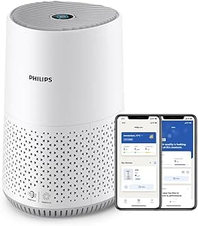 Philips Air Purifier 600 Series, Energy Efficient with Smart Sensor, For allergy sufferers, HEPA filter removes 99.97% of pollutants, Covers up to 44m2, App control, White (AC0651/10)