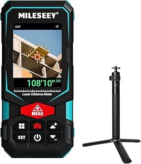 MILESEEY 330Ft Outdoor Laser Measure with Camera Viewfinder, Includes Adjustable Aluminum Tripod with Portable Handle and Protection Case for Protection and Organization