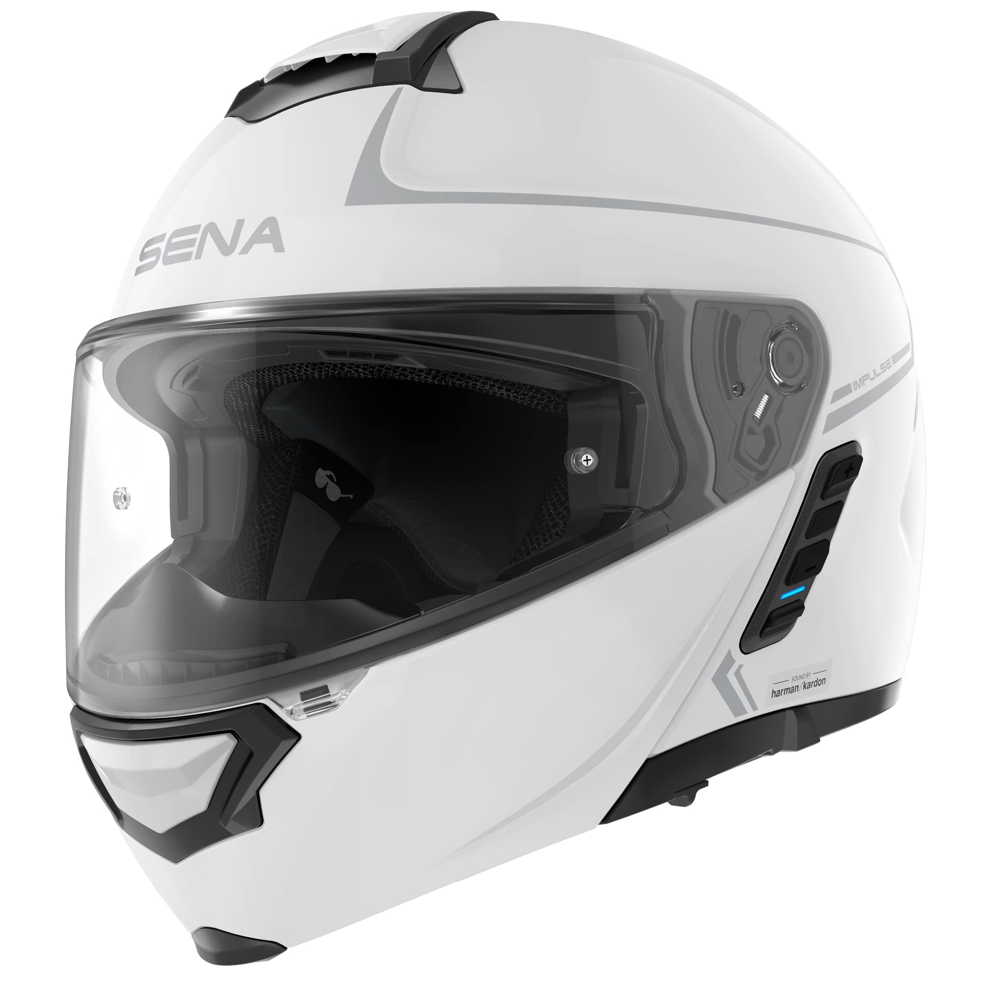 - Impulse DOT Flip Up Modular Bluetooth Helmet w/Sound by Harman Kardon Dual Visor Helmet with Integrated Mesh Intercom System / MP3 / Voice Dial (Gloss White, X-Large)