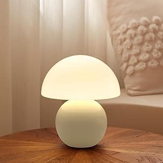 Mushroom Lamp Table Lamp for Bedroom,Desk Bedside Small Lamps for Living Room Night Stands,Mushroom Decor Cute Mini Modern Mid Century Lamps,Unique Aesthetic Home Living Room Decor(Cream)