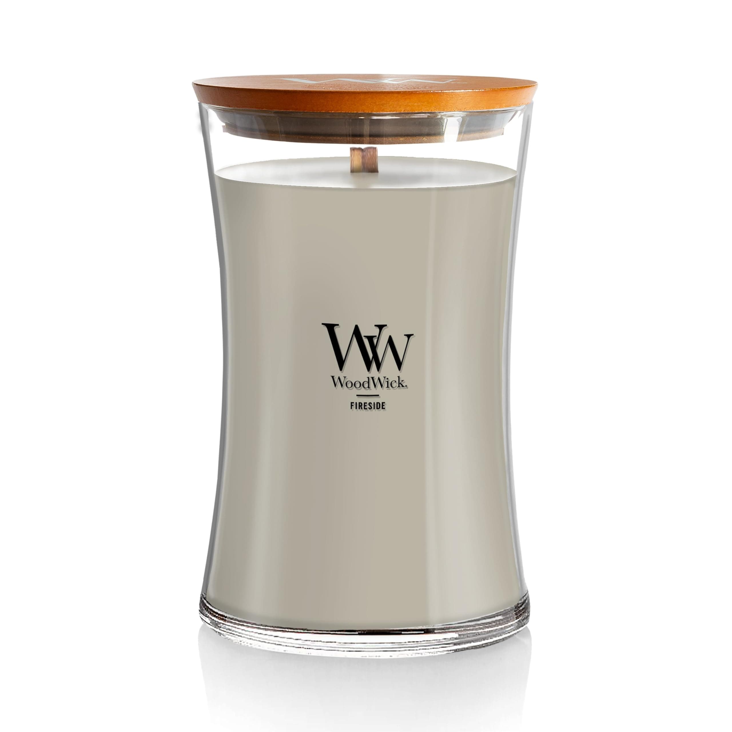 WoodWick Fireside Large Hourglass Candle, Gray, 21 Ounce