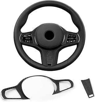 T-carbon Real Carbon Fiber Steering Wheel Frame Cover Trim Fits BMW 3 4 5 6GT 7 8 Series,X2-X7 I4 Z4 M2-M8 X3M X4M X5M X6M Fits BMW G20 G21 G22 G26 G29 G30 G32 G42 F44 F90 F95 F96 Interior Accessories