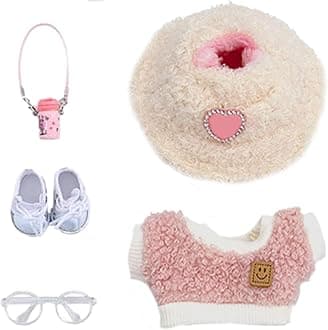 6.7 in Doll Clothes Compatible with Labubu, Plush Clothes Set for Labubu, Labubu Clothes for Doll, Cute Outfit Suitable for Labubu, Doll not Included (Pink)