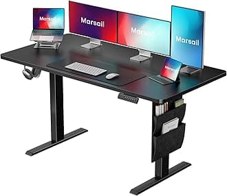 Marsail Standing Desk Adjustable Height Home Office Desk,‎48x24 Inch Electric Standing Desk, Stand up Desk with Storage Bag,Headphone Hook for Computer Workstations Desk Memory Preset
