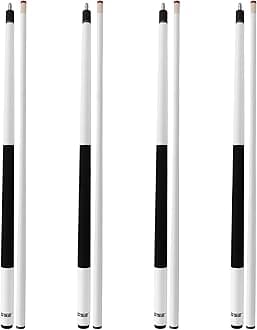 GSE 58" 2-Piece Fiberglass Graphite Composite Billiard Pool Cue Stick, Set of 4 Pool Cues Sticks, 18/19/20/21oz Billiard Cue Sticks (Matte White)