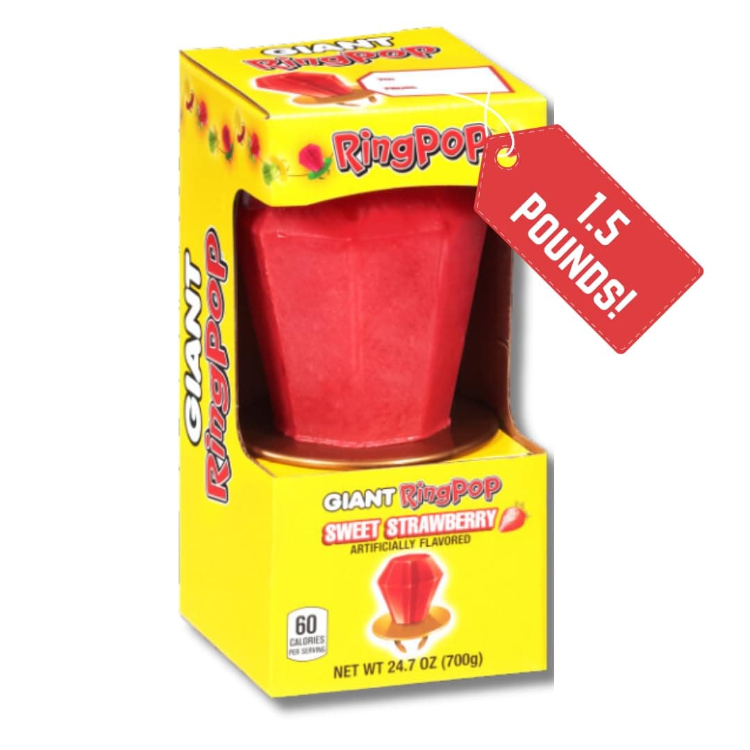Giant Ring Pop Gift - 1.5 lbs (24.7 oz.) Strawberry Ring Pop - Large Oversized Treat - By Lyza's Sweets & Treats