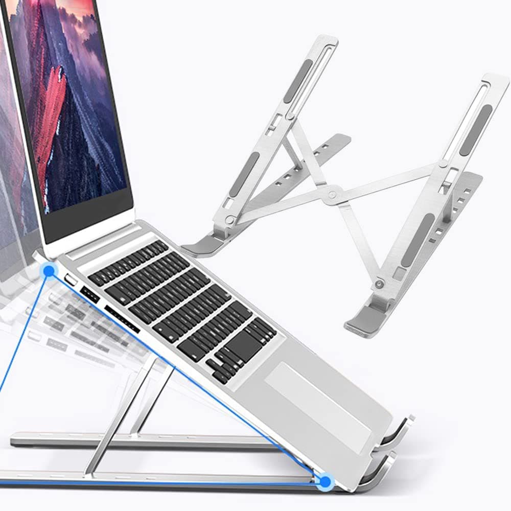 T up Portable Laptop Stand, Multi-Angle Riser with Heat-Vent, Aluminum X-Shaped Computer Holder with Anti-Slip Rubber Compatible with 9-15.6 inch Notebooks PAD and so on (Silver)