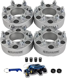 Supreme Suspensions - 4pc Set of Silver 1.5" Hub Centric Wheel Spacers for Nissan Frontier/Pathfinder/Xterra - 6x4.5 BP, M12x1.25 Studs, 66.1mm CB - Tire Valve Caps Included with Purchase