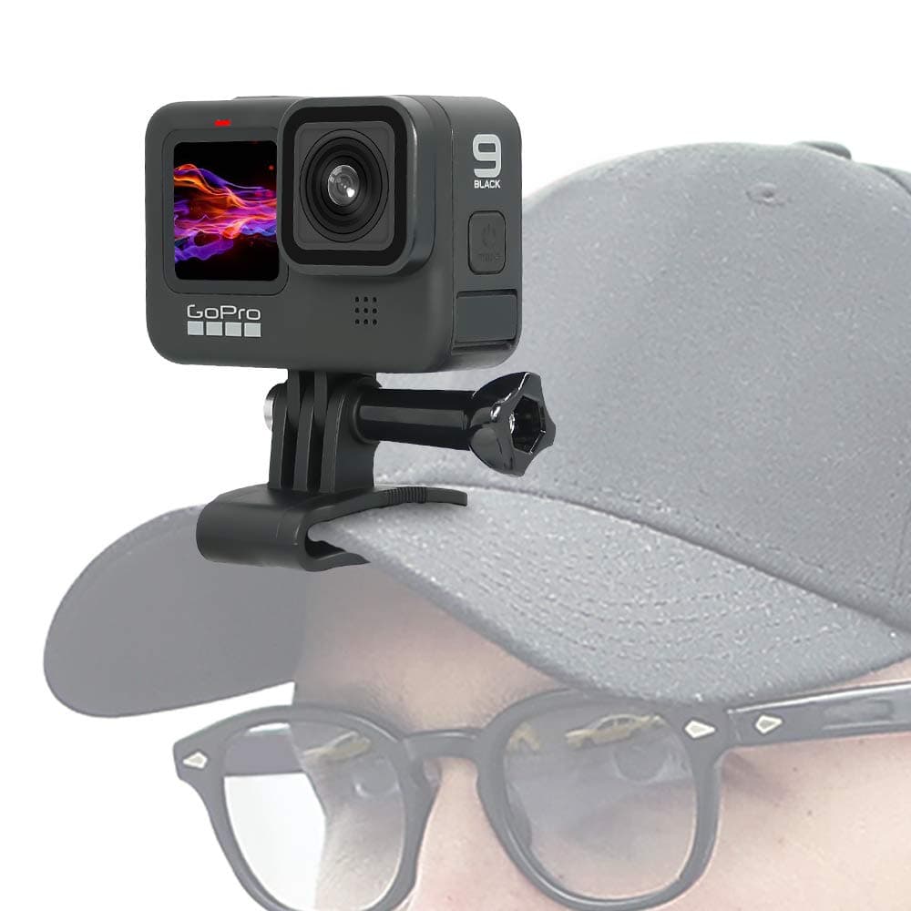 SUREWO Baseball Hat Clip Mount Baseball Cap Clamp Quick Release Mount Compatible with GoPro Hero 13 12 11 10 9 8 7 6 5 Black,DJI Osmo Action 6/5 pro/4/3/2,AKASO/Crosstour/Campark and More