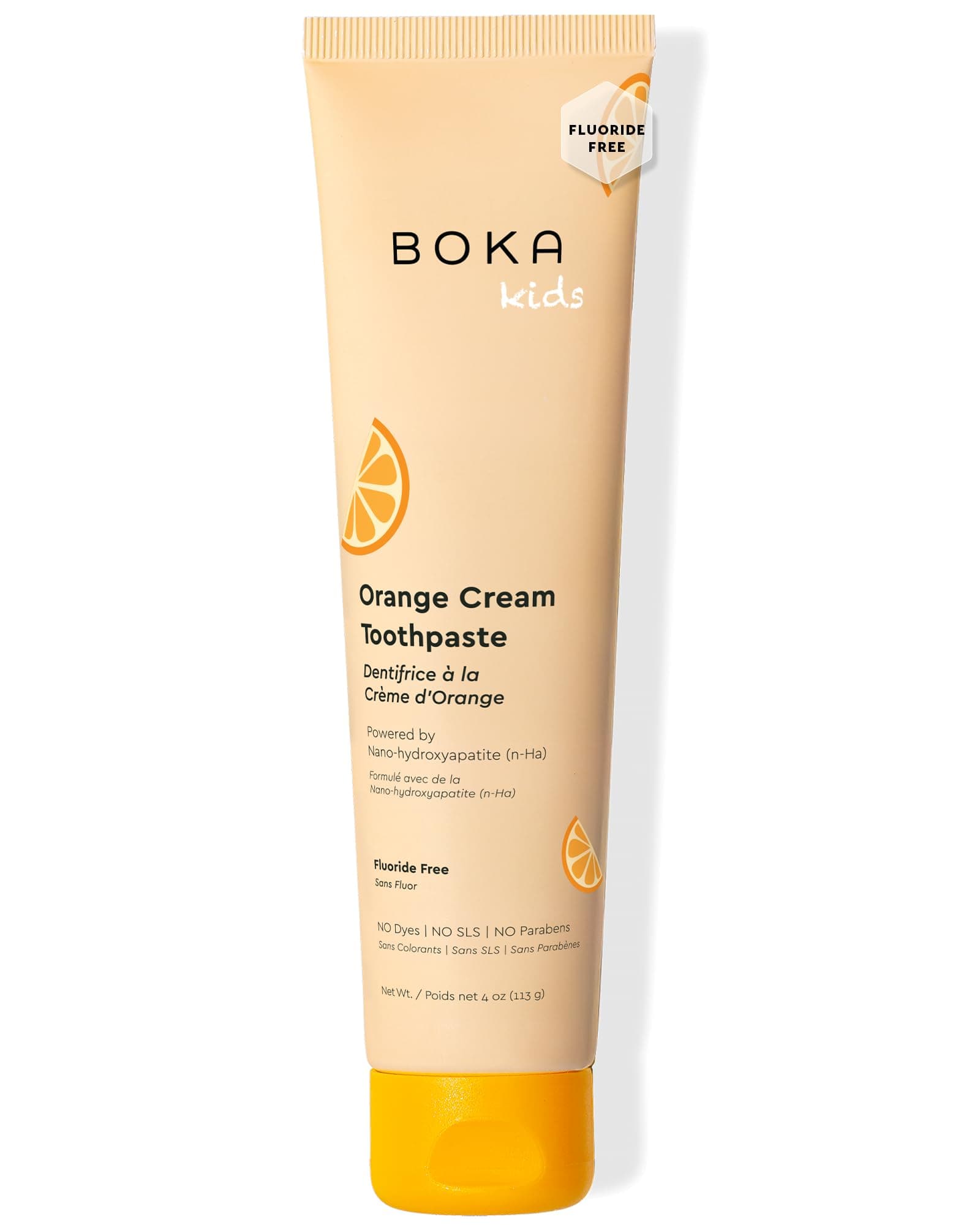 Boka Fluoride Free Nano Hydroxyapatite Toothpaste - Training Toothpaste - Appropriate for Sensitive Teeth - No Sulfate & Parabens - Natural Flavors & Vegan - Orange Cream (113g) 1pk