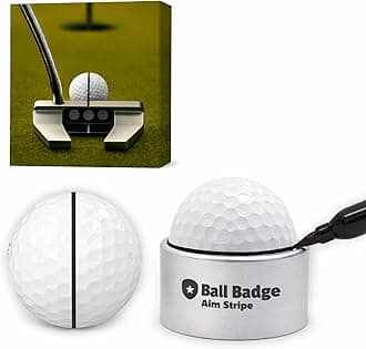 Ball Badge Aim Stripe - 360 Degree Golf Ball Line Marker Kit with Golf Bag Attachment for Perfect Alignment and Precision Putting - Includes Golf Ball Marker Stencil and Accessories
