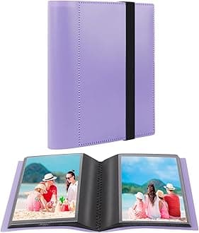 Aevdor Small Photo Album 4x6, Mini Photo Album 64 Pockets Holds 64 Pictures with Strong Elastic Band, Small Photo Book for 4x6 Family Baby Anniversary Vacations Birthday Wedding Pictures (Purple)