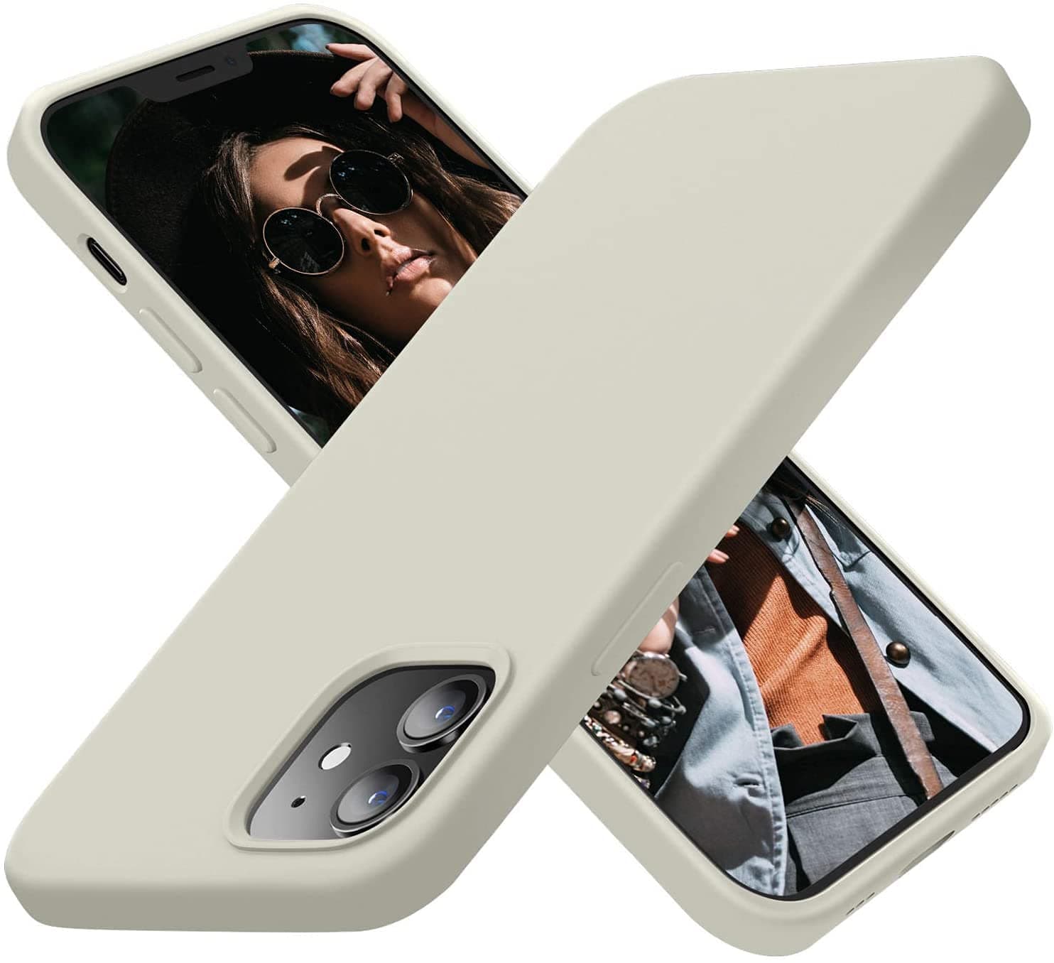 TEEKAOO Silicone Back Cover Case Compatible for iPhone 12 Mini (Beige)