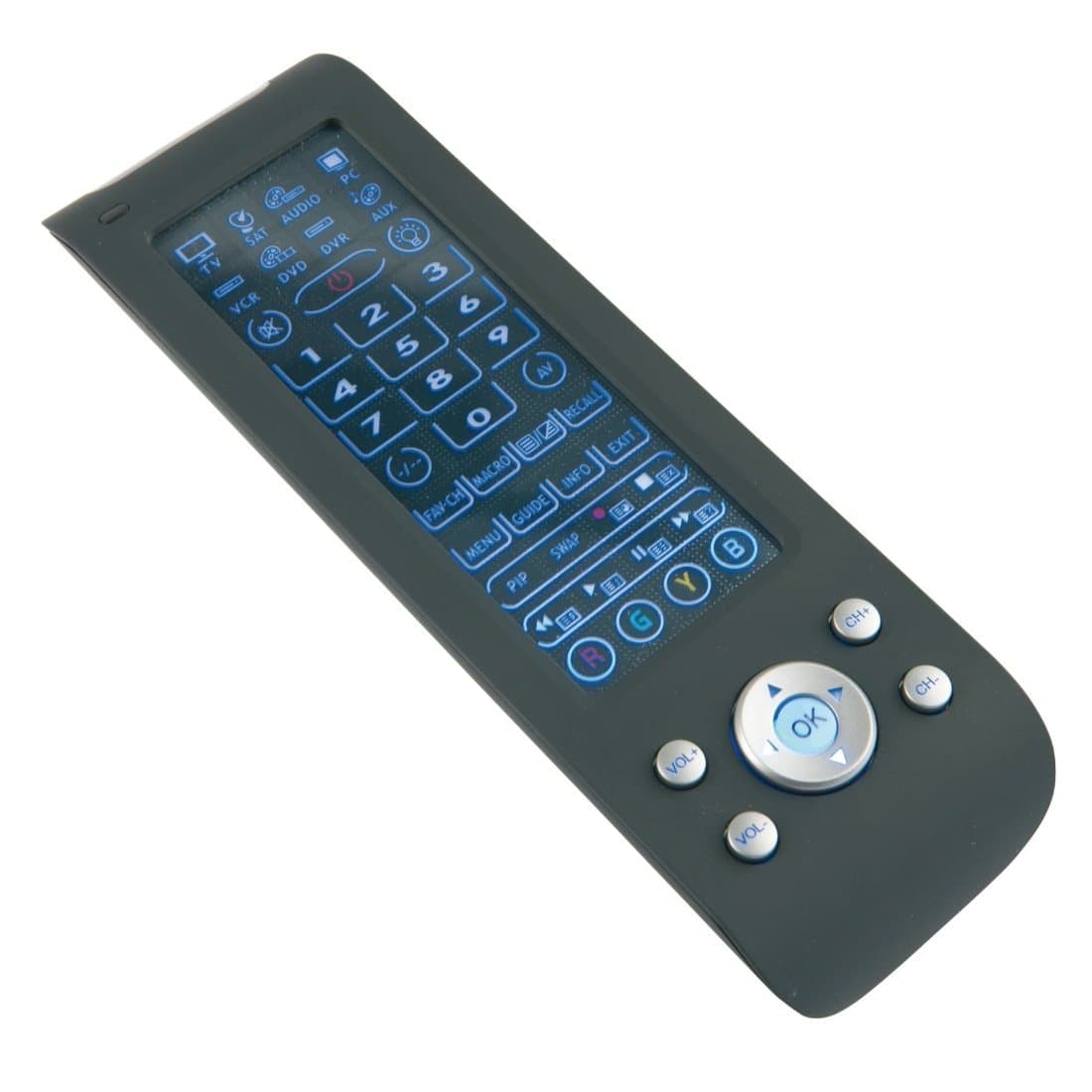 Philex RC050 Replacement 8-Way Touchscreen Remote Control Learning Function Mode Programmable Upto 8 Devices Wide Compatibility TV VCR DVD DVR PC AUX SATELITE