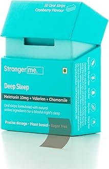 Stronger me. Sleep Supplement with Plant Based Melatonin 10mg, Valerian Root Extract, L-Theanine and Chamomile | Cranberry Flavoured | 30 Oral Strips.