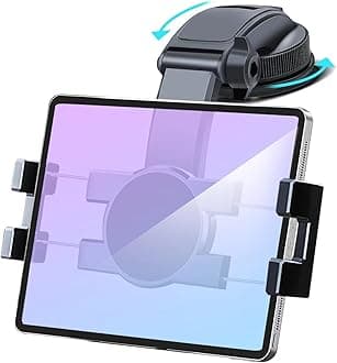 Car Dashboard Tablet Mount Holder, 360° Rotatable Suction Cup with Large Clamp Dash Phone Stand for iPad Pro 12.9/9.7/11/10.5/Air/Mini 6 5 4 3, Galaxy Tab, iPhone 17/16, 4.7"-12.9" Tab & Phone